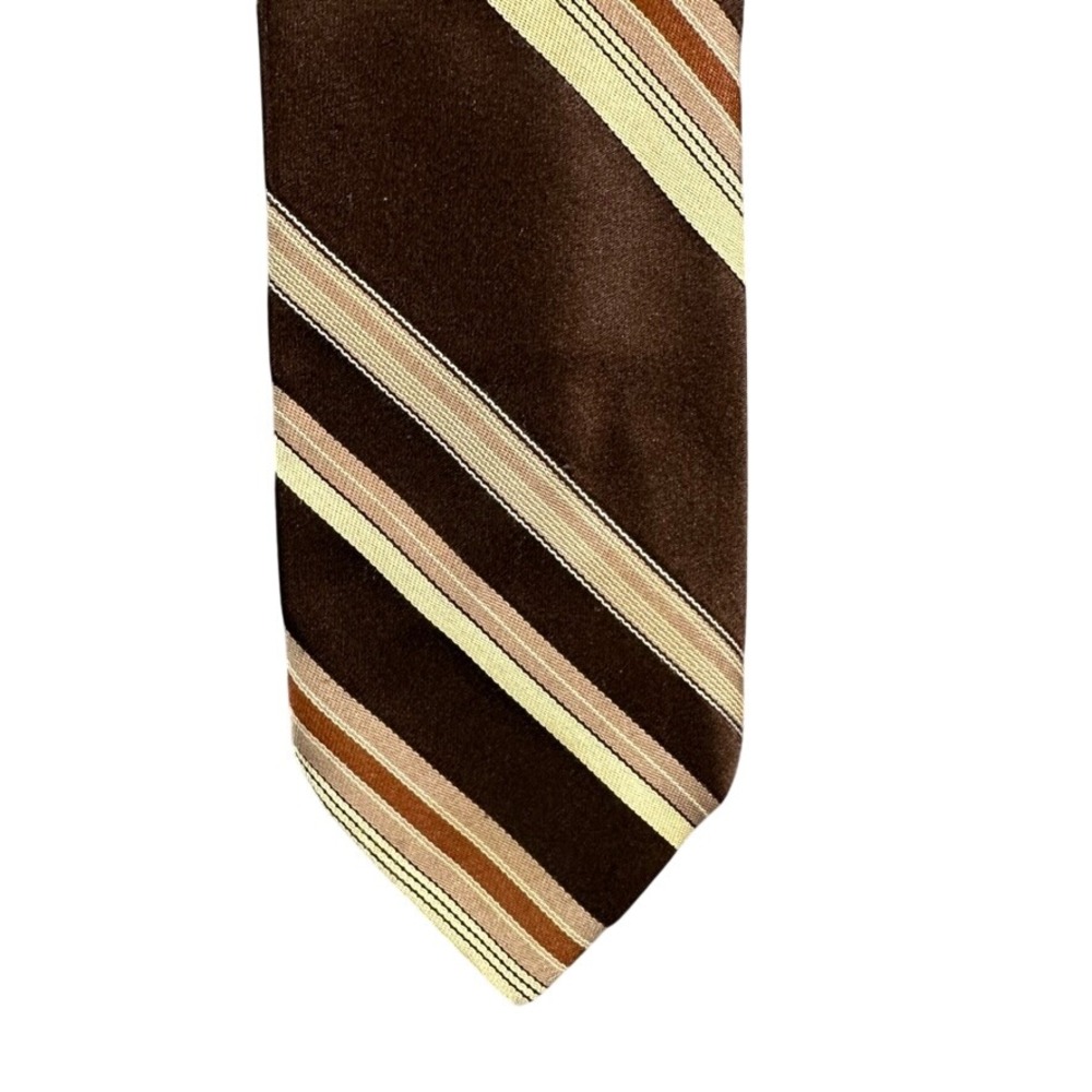 Regal Mens Shops Brown Striped Trevira Polyester Necktie Vintage Style